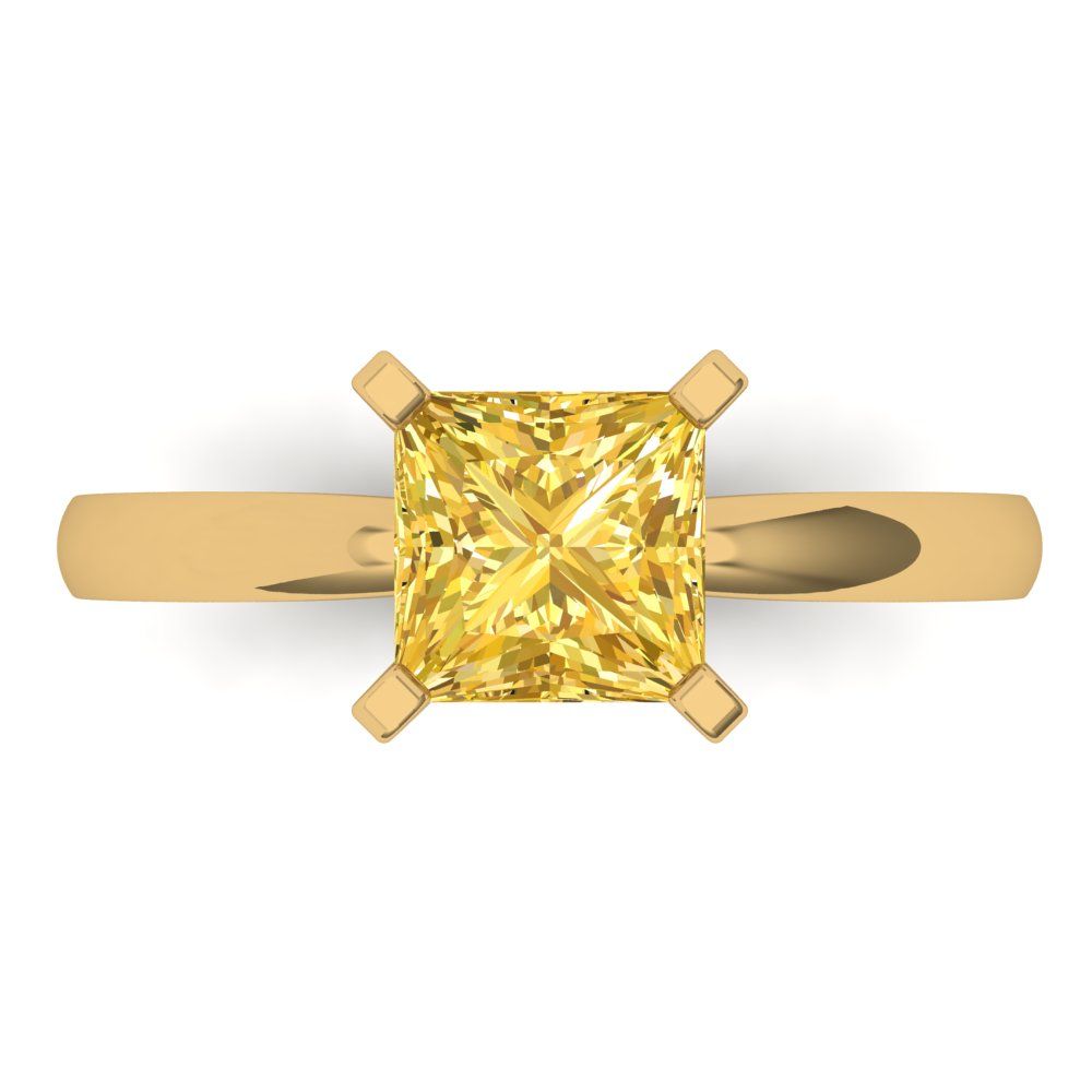 1.5 cttw Natural Citrine Solitaire  Engagement Ring - Solid Gold (Princess Cut,6.5mm)