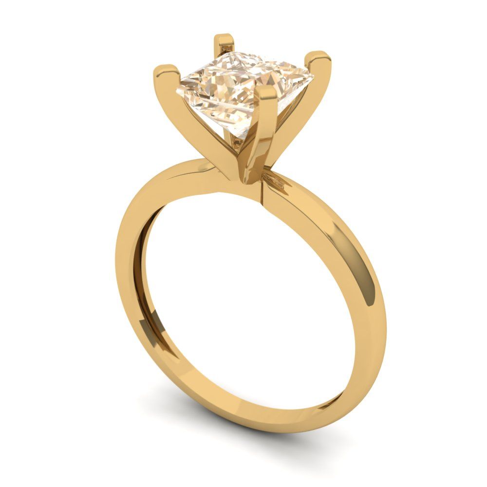 1.5 cttw Natural Morganite Solitaire  Engagement Ring - Solid Gold (Princess Cut,6.5mm)