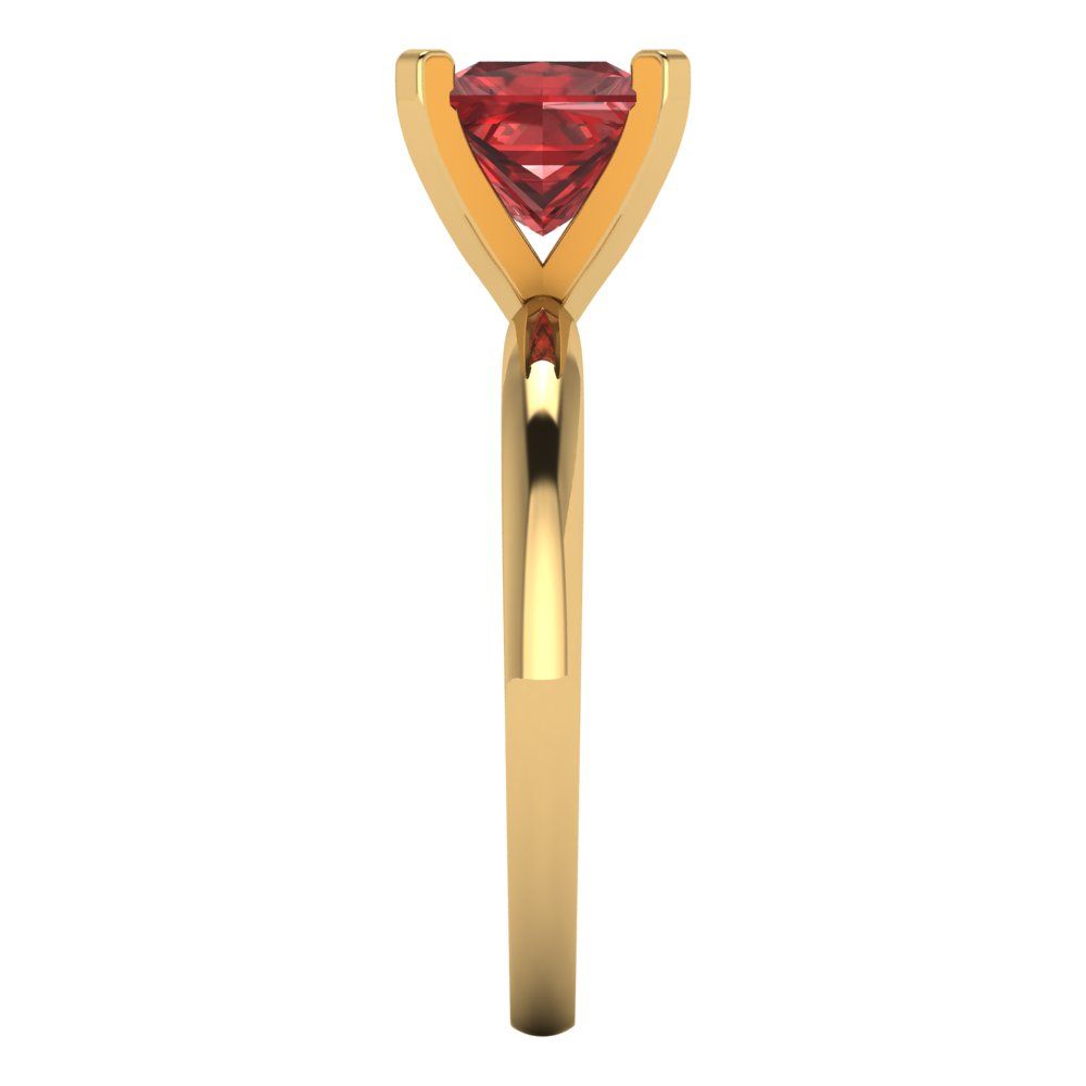1.5 cttw Natural Garnet Solitaire  Engagement Ring - Solid Gold (Princess Cut,6.5mm)