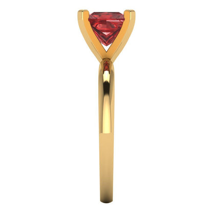 1.5 cttw Natural Garnet Solitaire  Engagement Ring - Solid Gold (Princess Cut,6.5mm)