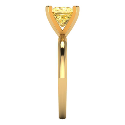 1.5 cttw Natural Citrine Solitaire  Engagement Ring - Solid Gold (Princess Cut,6.5mm)