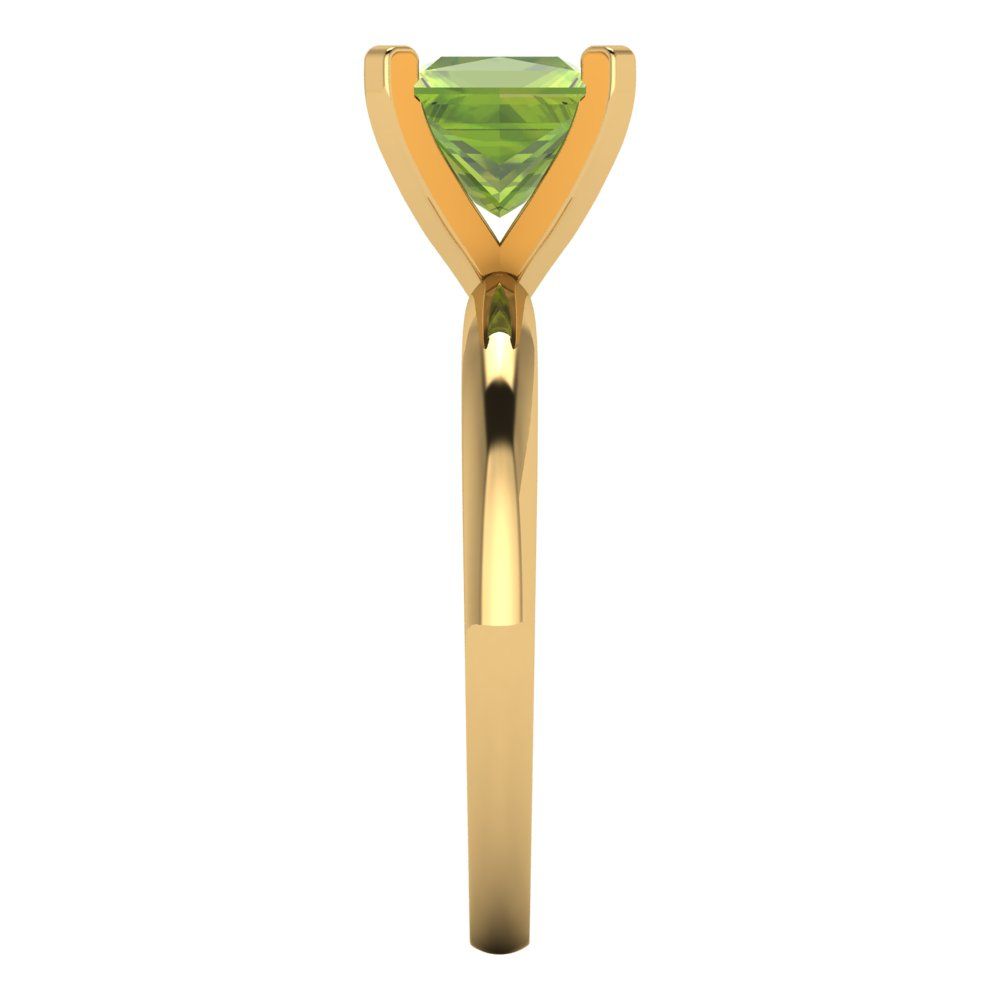1.5 cttw Natural Peridot Solitaire  Engagement Ring - Solid Gold (Princess Cut,6.5mm)