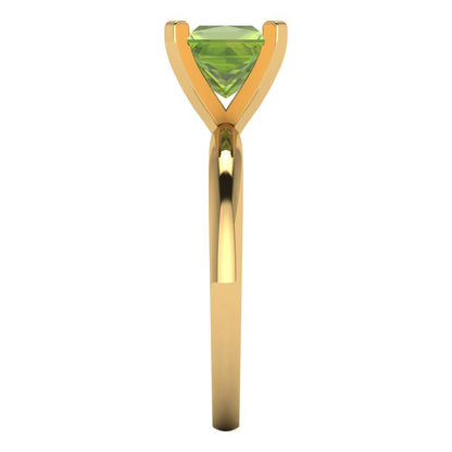 1.5 cttw Natural Peridot Solitaire  Engagement Ring - Solid Gold (Princess Cut,6.5mm)