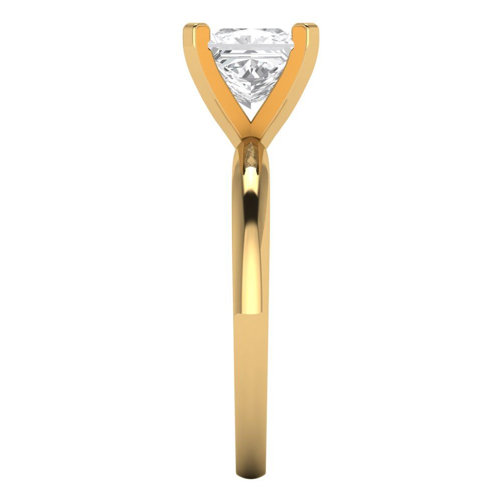 1.5 cttw White Sapphire Solitaire  Engagement Ring - Solid Gold (Princess Cut,6.5mm)