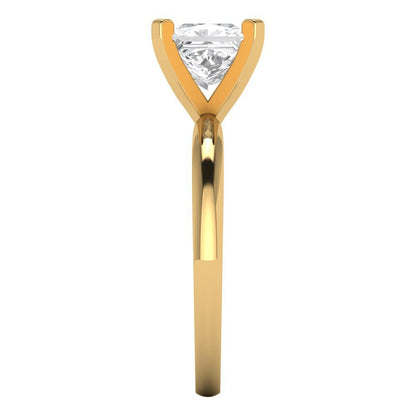 1.5 cttw Certified Moissanite Solitaire  Engagement Ring - Solid Gold (VVS1, D-F,Princess Cut,6.5mm)