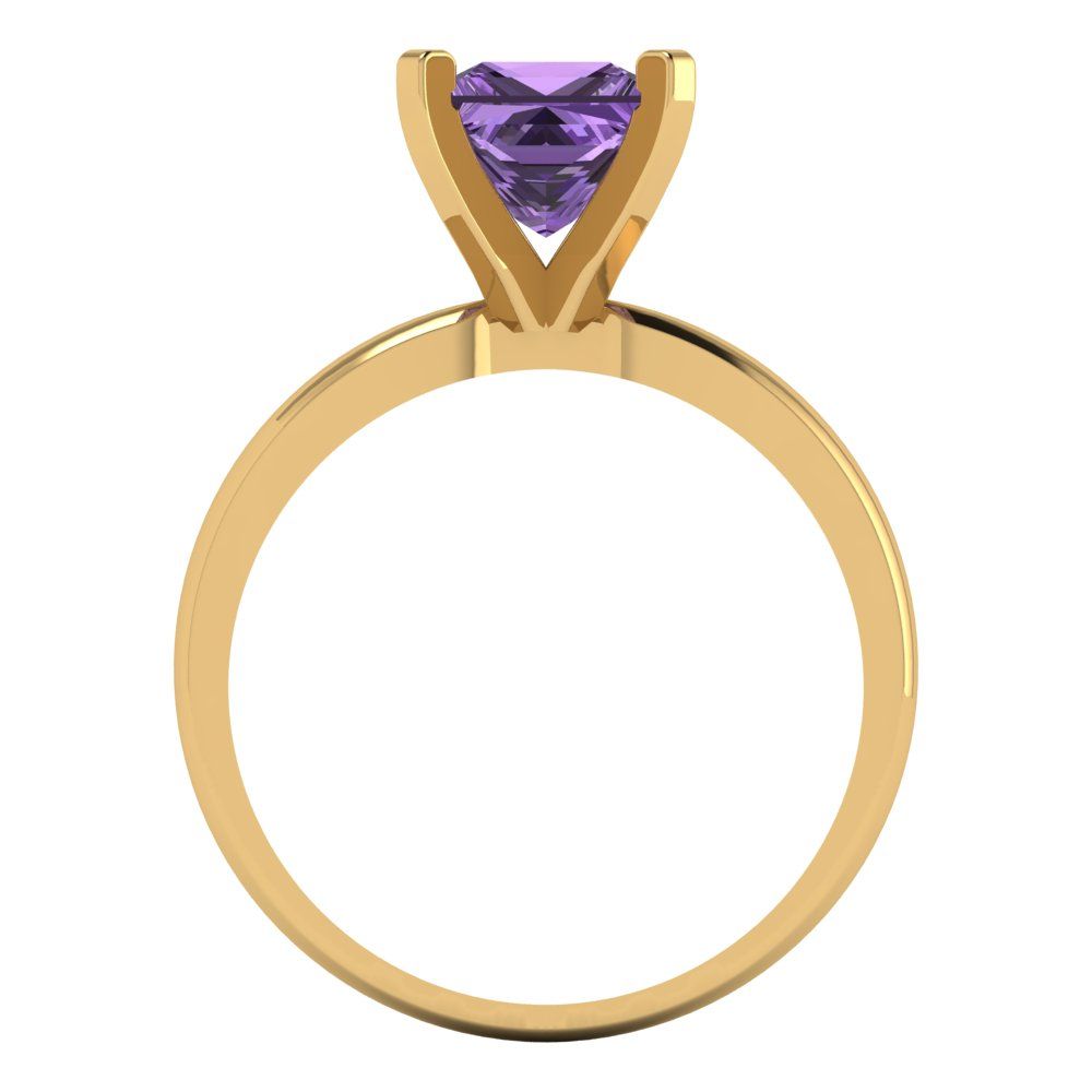 1.5 cttw Simulated Alexandrite Solitaire  Engagement Ring - Solid Gold (Princess Cut,6.5mm)