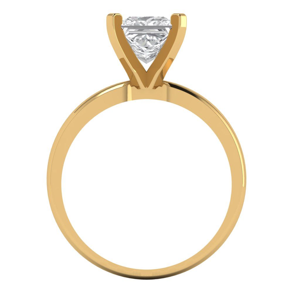 1.5 cttw Certified Moissanite Solitaire  Engagement Ring - Solid Gold (VVS1, D-F,Princess Cut,6.5mm)