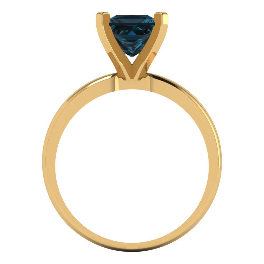 1.5 cttw Natural London Blue Topaz Solitaire  Engagement Ring - Solid Gold (Princess Cut,6.5mm)