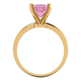 1.5 ct Brilliant Princess Cut Pink Simulated Diamond Stone Yellow Gold Solitaire Ring