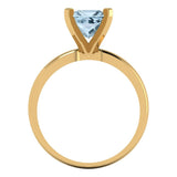1.5 ct Brilliant Princess Cut Blue Simulated Diamond Stone Yellow Gold Solitaire Ring