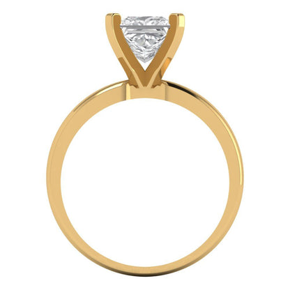 1.5 cttw White Sapphire Solitaire  Engagement Ring - Solid Gold (Princess Cut,6.5mm)