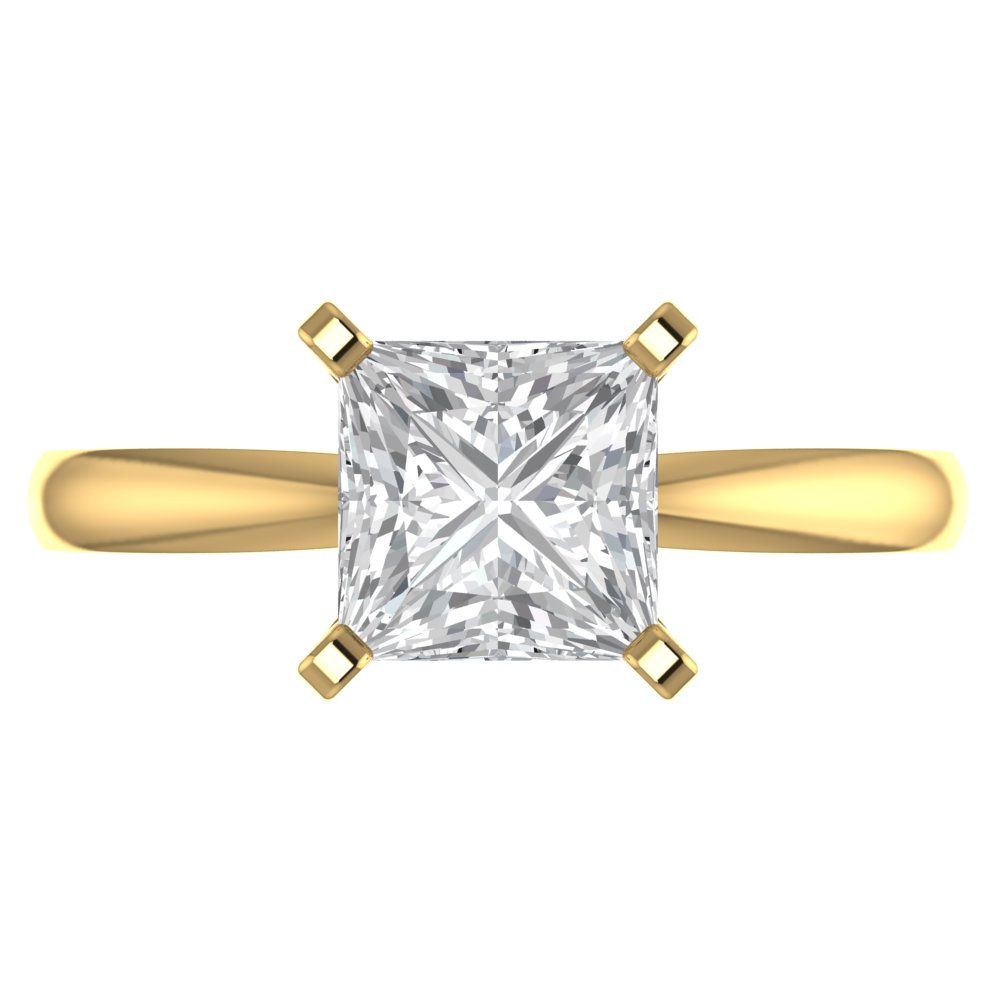 2 cttw Certified Moissanite Solitaire  Engagement Ring - Solid Gold (VVS1, D-F,Princess Cut,7.0mm)