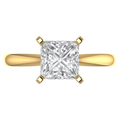 2 cttw Certified Moissanite Solitaire  Engagement Ring - Solid Gold (VVS1, D-F,Princess Cut,7.0mm)