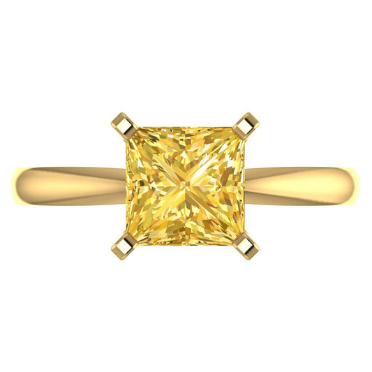 2 cttw Natural Citrine Solitaire  Engagement Ring - Solid Yellow Gold (VVS1, Princess Cut,7.0mm)