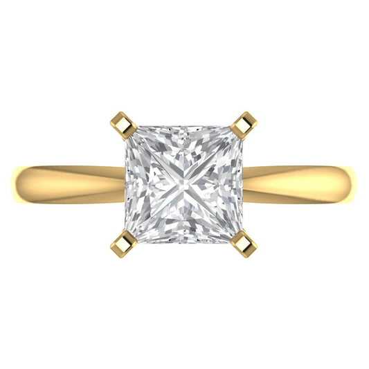 2 cttw Zirconia Simulated Diamond Solitaire  Engagement Ring - Solid Yellow Gold (VVS1, Princess Cut,7.0mm)