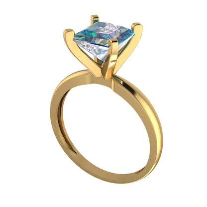 2 cttw Blue Moissanite Solitaire  Engagement Ring - Solid Gold (Princess Cut,7.0mm)