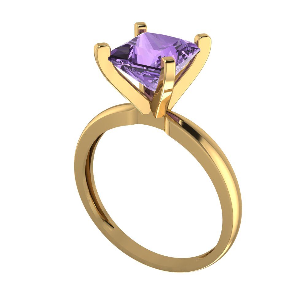 2 cttw Simulated Alexandrite Solitaire  Engagement Ring - Solid Gold (Princess Cut,7.0mm)