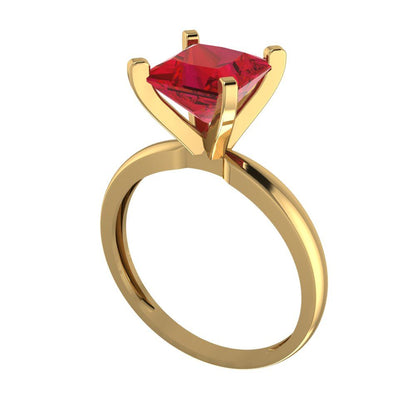 2 cttw Simulated Pink Tourmaline Solitaire  Engagement Ring - Solid Gold (Princess Cut,7.0mm)