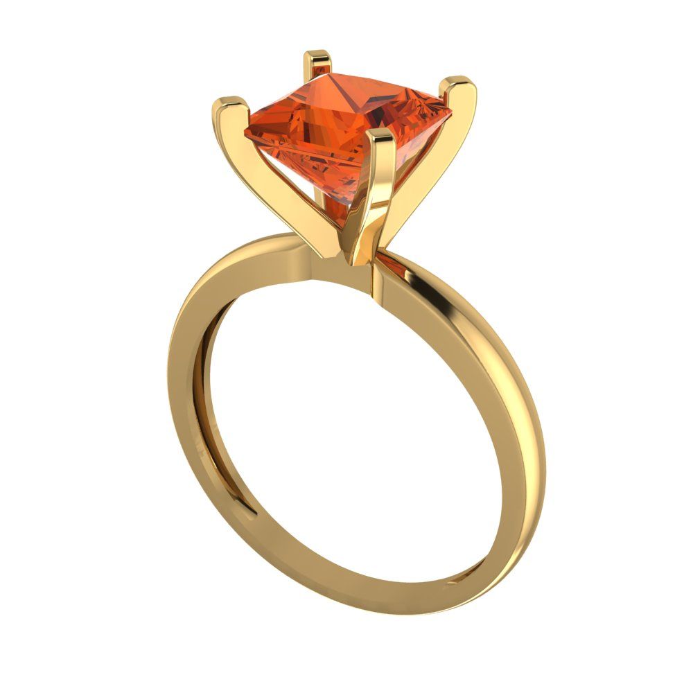 2 cttw Zirconia Simulated Red Diamond Solitaire  Engagement Ring - Solid Gold (VVS1, Princess Cut,7.0mm)
