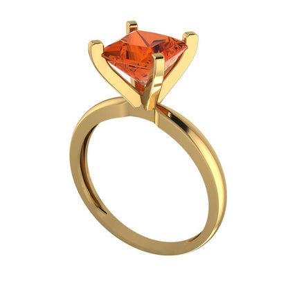 2 cttw Zirconia Simulated Red Diamond Solitaire  Engagement Ring - Solid Gold (VVS1, Princess Cut,7.0mm)