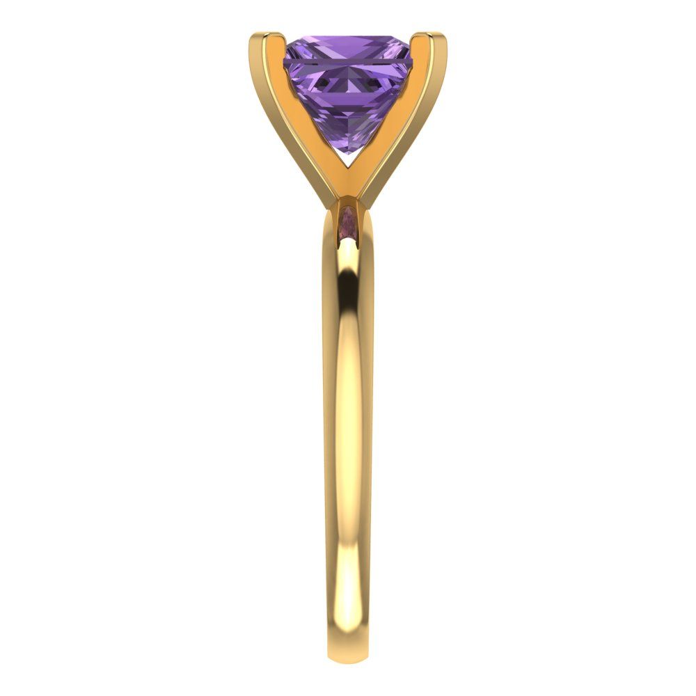 2 cttw Simulated Alexandrite Solitaire  Engagement Ring - Solid Gold (Princess Cut,7.0mm)