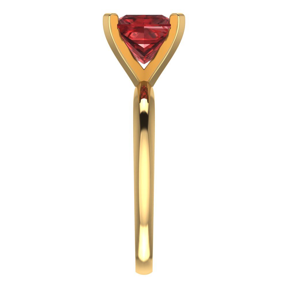 2 cttw Natural Garnet Solitaire  Engagement Ring - Solid Yellow Gold (VVS1, Princess Cut,7.0mm)