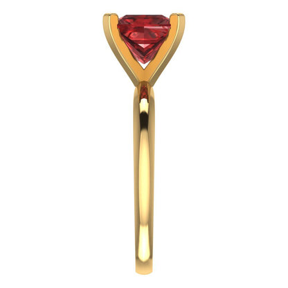 2 cttw Natural Garnet Solitaire  Engagement Ring - Solid Yellow Gold (VVS1, Princess Cut,7.0mm)