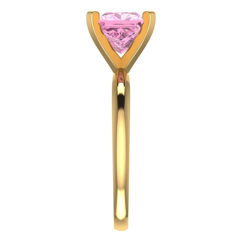 2 cttw Zirconia Simulated Pink Diamond Solitaire  Engagement Ring - Solid Gold (VVS1, Princess Cut,7.0mm)