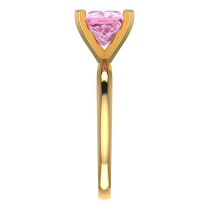 2 cttw Zirconia Simulated Pink Diamond Solitaire  Engagement Ring - Solid Gold (VVS1, Princess Cut,7.0mm)