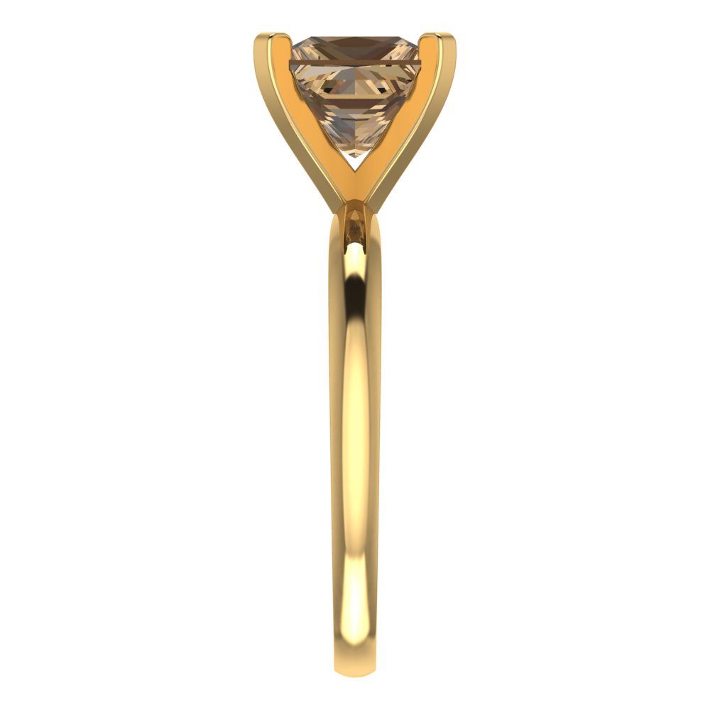 2 cttw Zirconia Simulated Champagne Diamond Solitaire  Engagement Ring - Solid Gold (VVS1, Princess Cut,7.0mm)