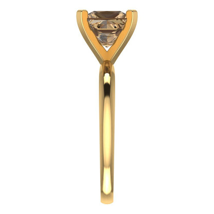 2 cttw Zirconia Simulated Champagne Diamond Solitaire  Engagement Ring - Solid Gold (VVS1, Princess Cut,7.0mm)