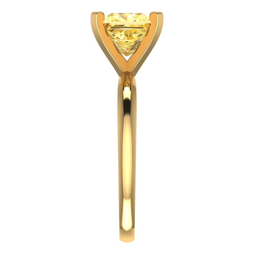 2 cttw Zirconia Simulated Yellow Diamond Solitaire  Engagement Ring - Solid Gold (VVS1, Princess Cut,7.0mm)