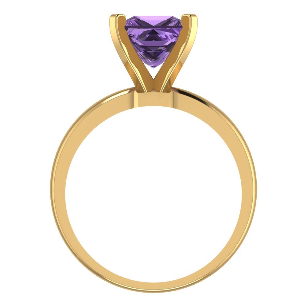 2 cttw Simulated Alexandrite Solitaire  Engagement Ring - Solid Gold (Princess Cut,7.0mm)