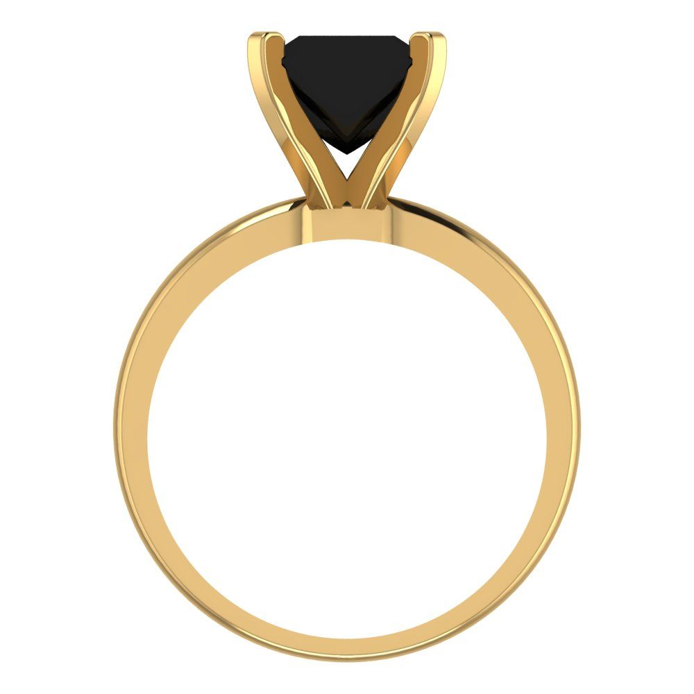 2 cttw Natural Onyx Solitaire  Engagement Ring - Solid Gold (Princess Cut,7.0mm)