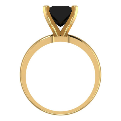 2 cttw Natural Onyx Solitaire  Engagement Ring - Solid Gold (Princess Cut,7.0mm)