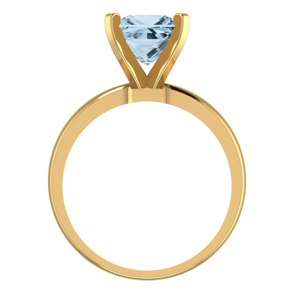 2 cttw Zirconia Simulated Blue Diamond Solitaire  Engagement Ring - Solid Gold (VVS1, Princess Cut,7.0mm)