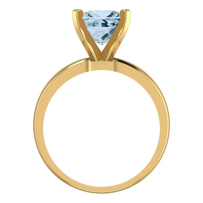 2 cttw Zirconia Simulated Blue Diamond Solitaire  Engagement Ring - Solid Gold (VVS1, Princess Cut,7.0mm)