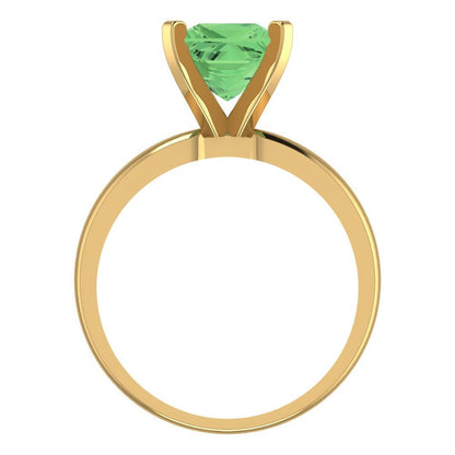 2 cttw Zirconia Simulated Green Diamond Solitaire  Engagement Ring - Solid Gold (VVS1, Princess Cut,7.0mm)