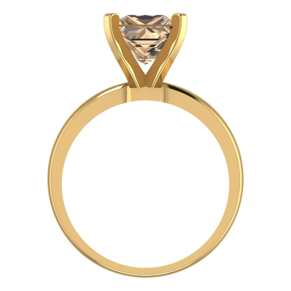 2 cttw Yellow Moissanite Solitaire  Engagement Ring - Solid Gold (Princess Cut,7.0mm)