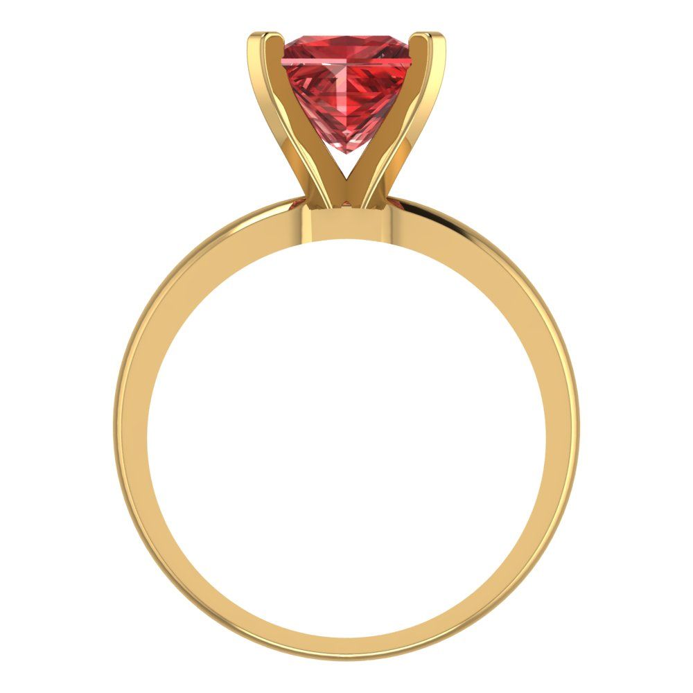 2 cttw Natural Garnet Solitaire  Engagement Ring - Solid Yellow Gold (VVS1, Princess Cut,7.0mm)