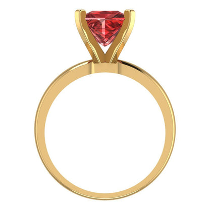 2 cttw Natural Garnet Solitaire  Engagement Ring - Solid Yellow Gold (VVS1, Princess Cut,7.0mm)