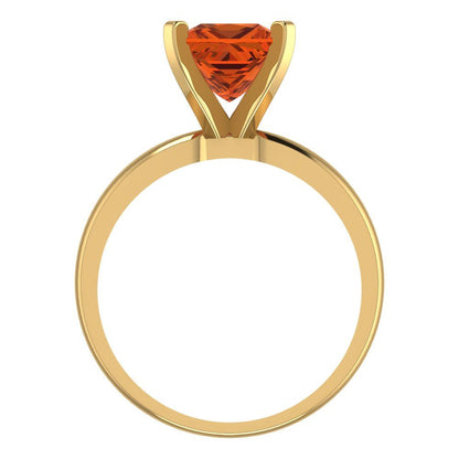 2 cttw Zirconia Simulated Red Diamond Solitaire  Engagement Ring - Solid Gold (VVS1, Princess Cut,7.0mm)