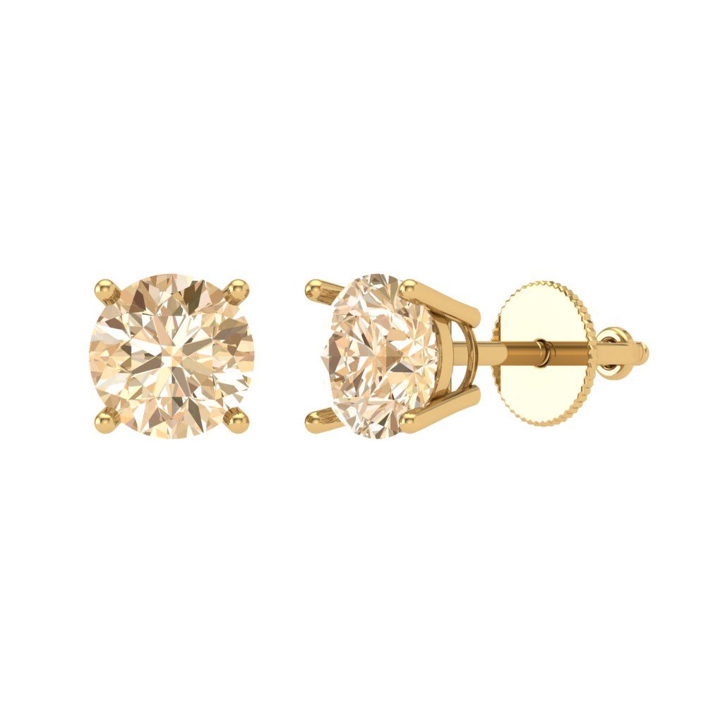 1 ctw Morganite Studs Earrings | 5.0mm Round Cut White Gold Screw back | February Birthstone