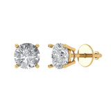 1 ct Brilliant Round Cut Solitaire Studs Moissanite Stone Yellow Gold Earrings Screw back