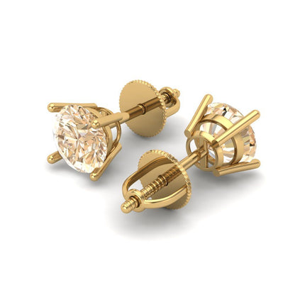 1 ctw Morganite Studs Earrings | 5.0mm Round Cut White Gold Screw back | February Birthstone
