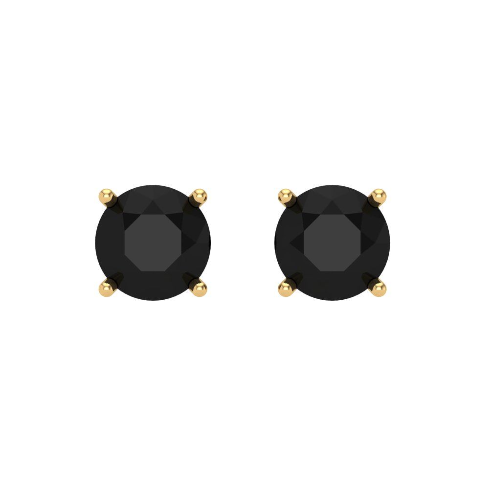 1 ctw Onyx Studs Earrings | 5.0mm Round Cut White Gold Screw back | July Birthstone