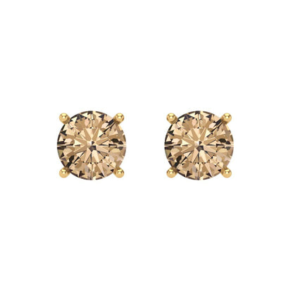 1 ctw Yellow Moissanite Studs Earrings | 5.0mm Round Cut White Gold Screw back | April Birthstone