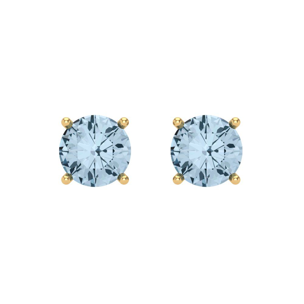 1 ctw Sky Blue Topaz Studs Earrings | 5.0mm Round Cut White Gold Screw back | December Birthstone