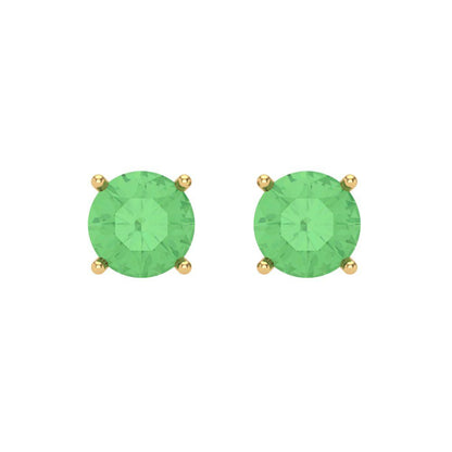 1 ctw Green Zirconia Studs Earrings | 5.0mm Round Cut White Gold Screw back | April Birthstone