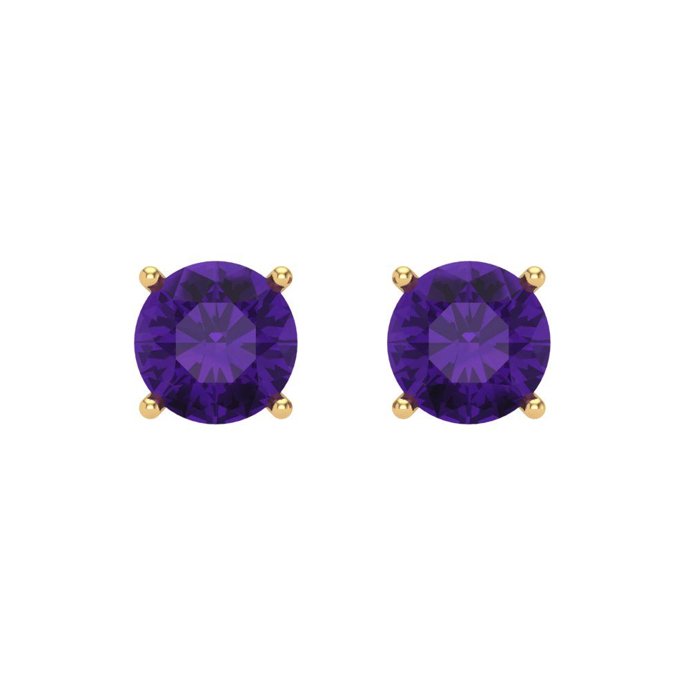 1cttw Amethyst Gold-Plated 925 Silver Screw Back Stud Earrings